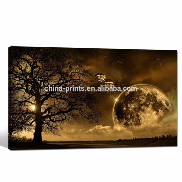 Sonnenuntergang Landschaft Bilder Giclée-Druck / Leinwand Kunst Dämmerung unter dem Baum / Winter Landschaft Poster